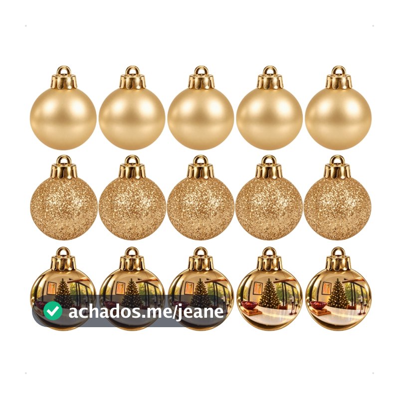 Kit 15 Bolinhas De Natal 4cm Enfeites Natalinos Decoração