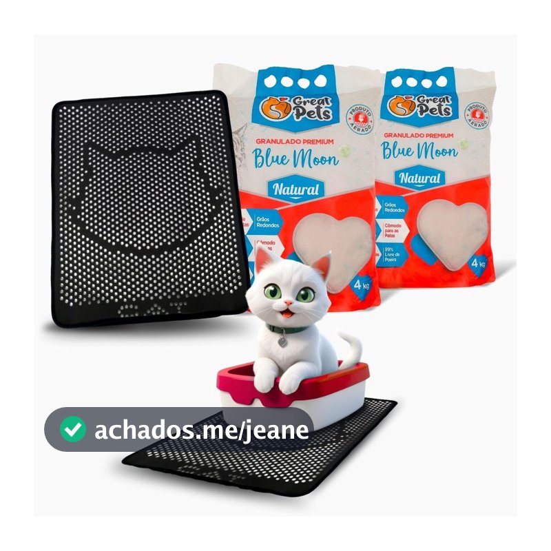 Kit 2 Areia Blue Moon Great Pets 4kg E Tapete Coletor Mypetone