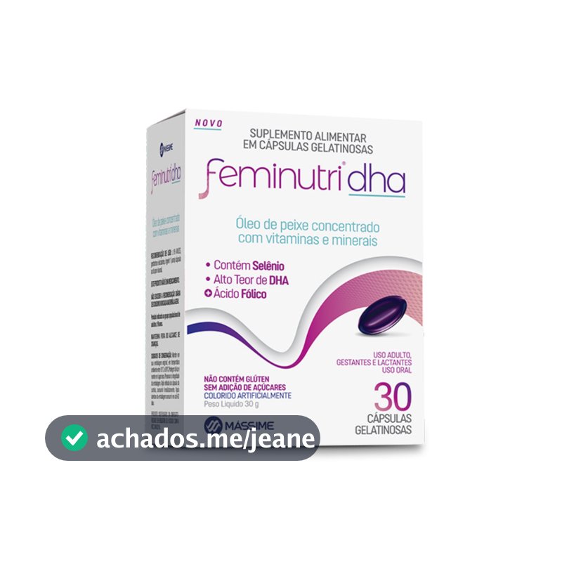 Feminidha Feminutri 30 Cps P/ Gestantes - DHA Concentrado + Ômega 3 + Selênio e Ácido Fólico Massime