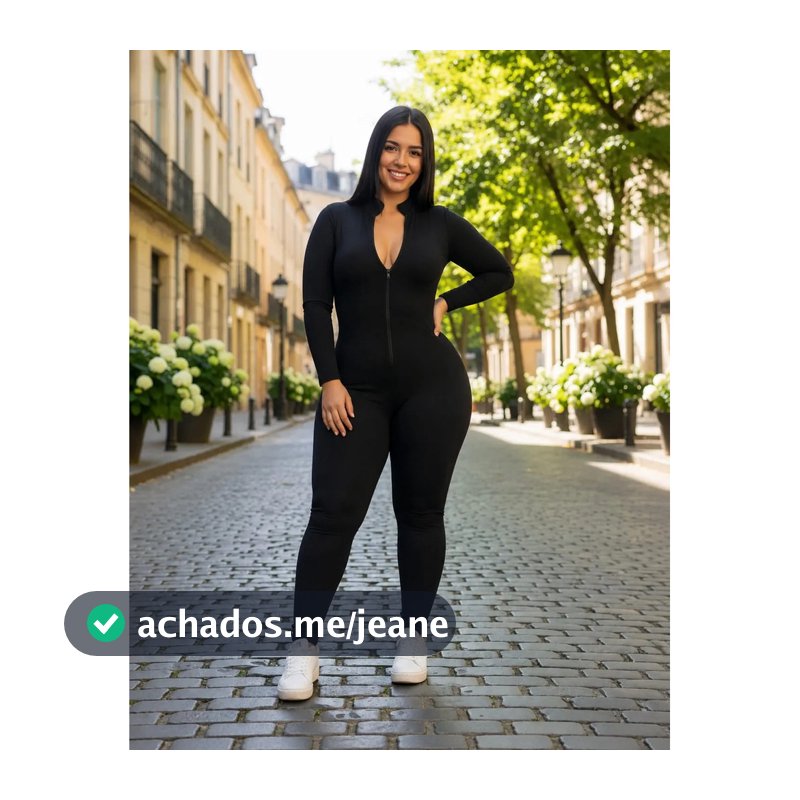 Macacão Virginia Plus Size Manga Longa Moda Gringa Anarruga Tendencia