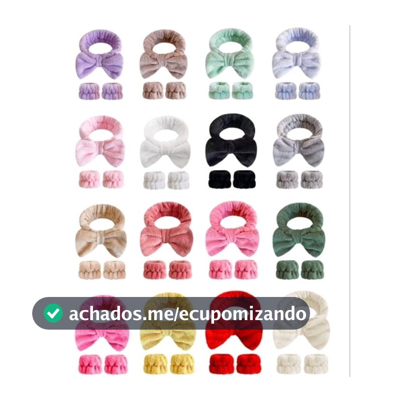 KIT 3PCS FAIXA DE CABELO E PUNHO PARA SKINCARE MAQUIAGEM