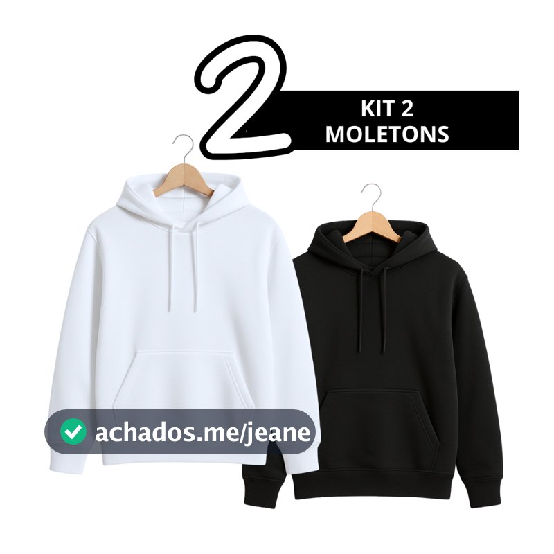 Kit 2 Moletom Canguru Com Capuz e Bolso Sem Estampa Liso Unissex Blusa Flanelado Masculino Feminina