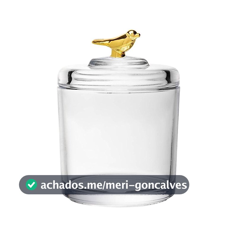 Pote Wolff Golden Bird de Cristal Ecológico com Tampa 85mm Elegante para Doces e Petiscos na Mesa Posta e Decoração Fina