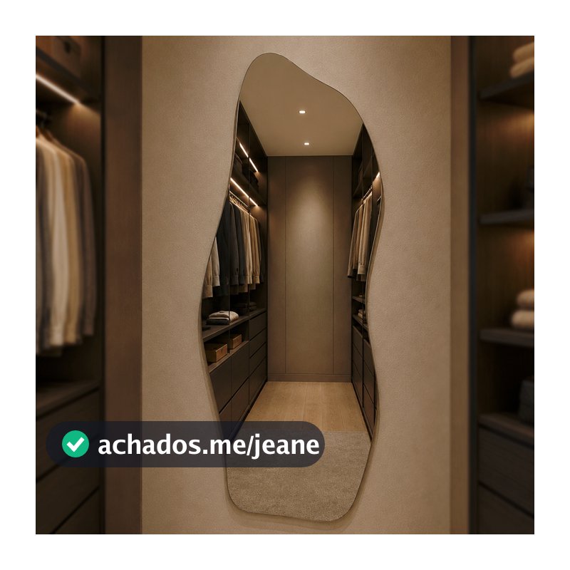 Espelho Decorativo Flame Orgânico 150x50cm de Parede Corpo Inteiro Quarto Sala e Hall de Entrada