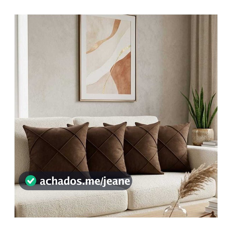 Kit 4 Capas de Almofadas Drapeadas Suede 45x45cm Decorativas Sala Sofá Quarto Toque Macio Aveludado