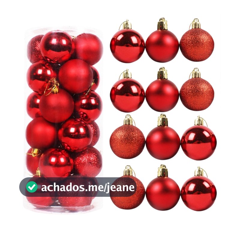 Kit 18 ou 30 Bolas De Natal Enfeites Fosca Brilhante Glitter 6cm e 4cm