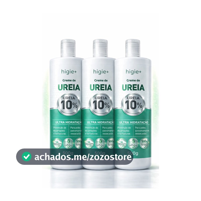 Kit 3 Creme de Ureia 10% 500g Ultra Hidratação Rosto Corpo e Pés