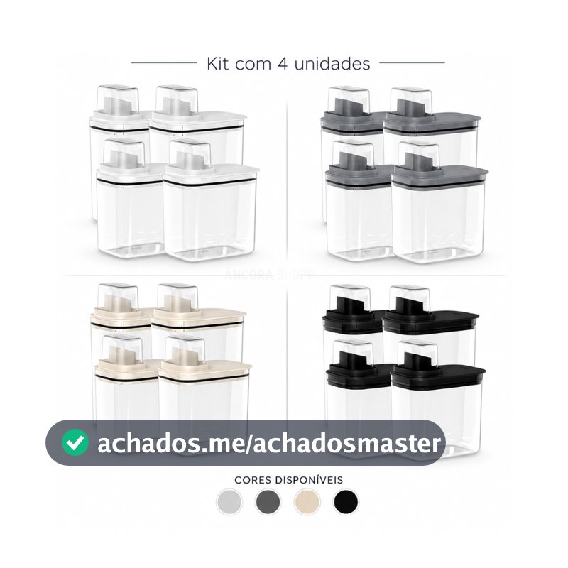 Kit 4 Peças Dispenser Flow 1,5 E 2,3 Litros Sabão Líquido Amaciante Produtos Limpeza Lavanderia