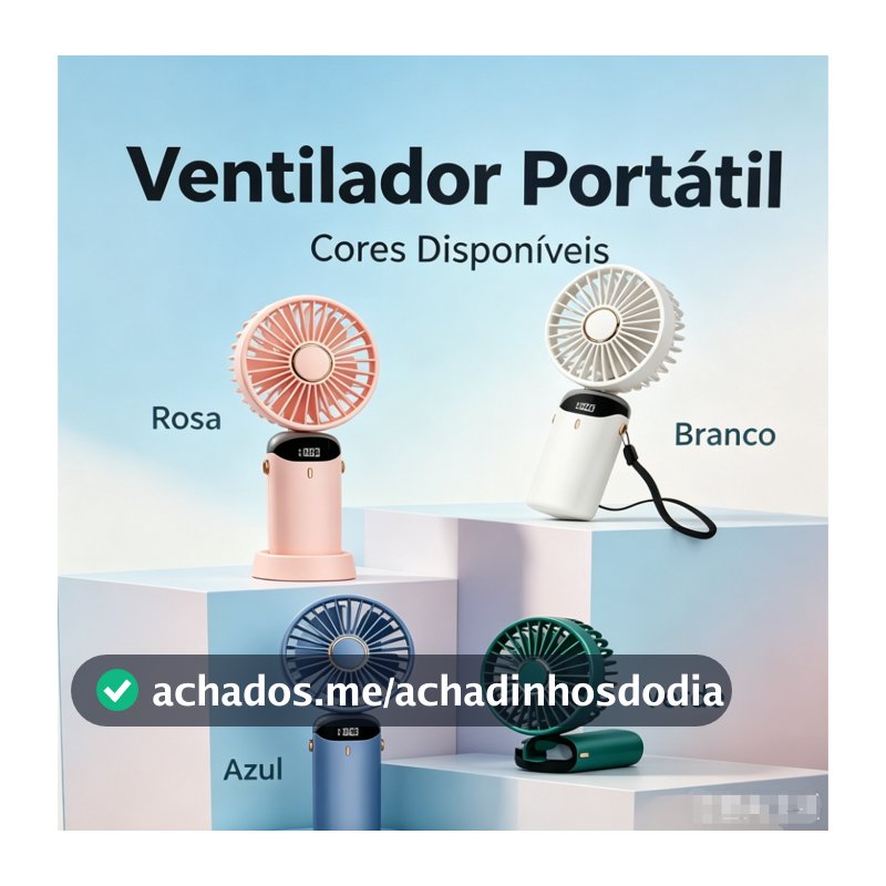5 Modos De Ventilador Portátil mini Dobrável display digital USB Carregando