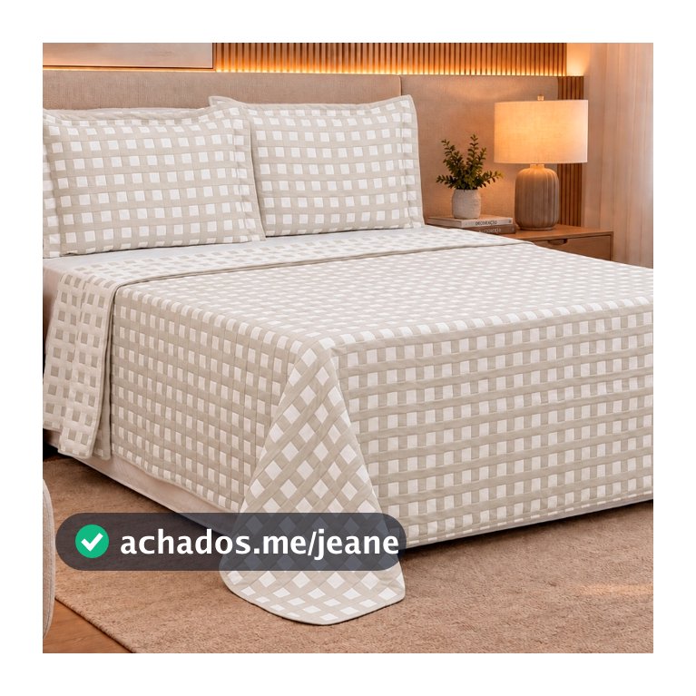 Kit Cobre Leito Dupla Face 3 Peças Quadriculado Premium Jacquard Super Soft Eternity
