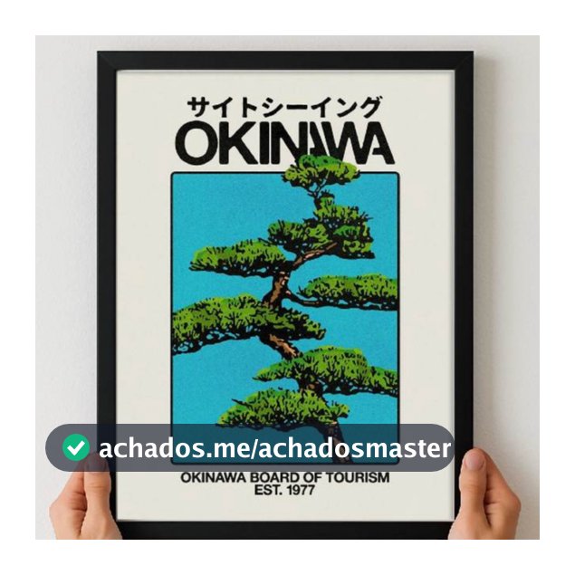 Quadro Japão Retrô Okinawa | Arte Vintage Japonesa | Poster Premium A3/A4 Moldura Preta