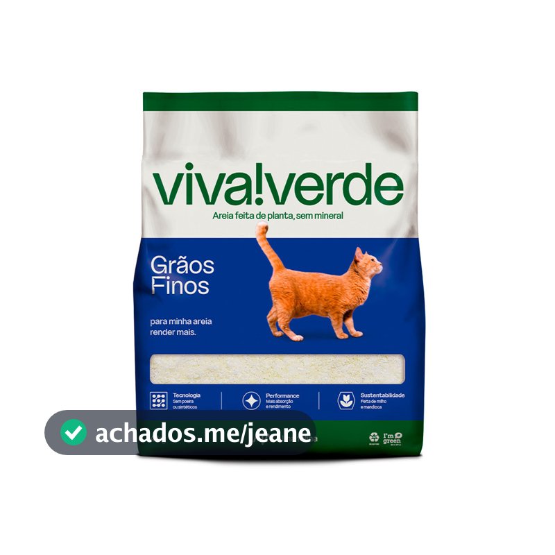 Areia Higiênica Viva Verde Para Gatos Grãos Finos 4kg