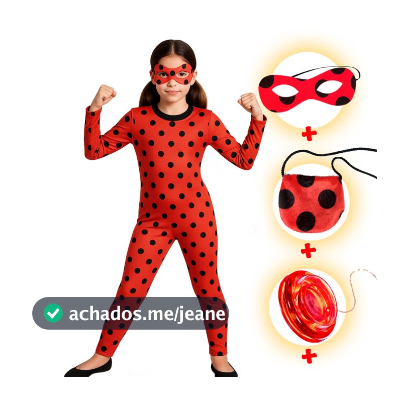 Macacao Joaninha Infantil menina luxo Festa de aniversario Carnaval