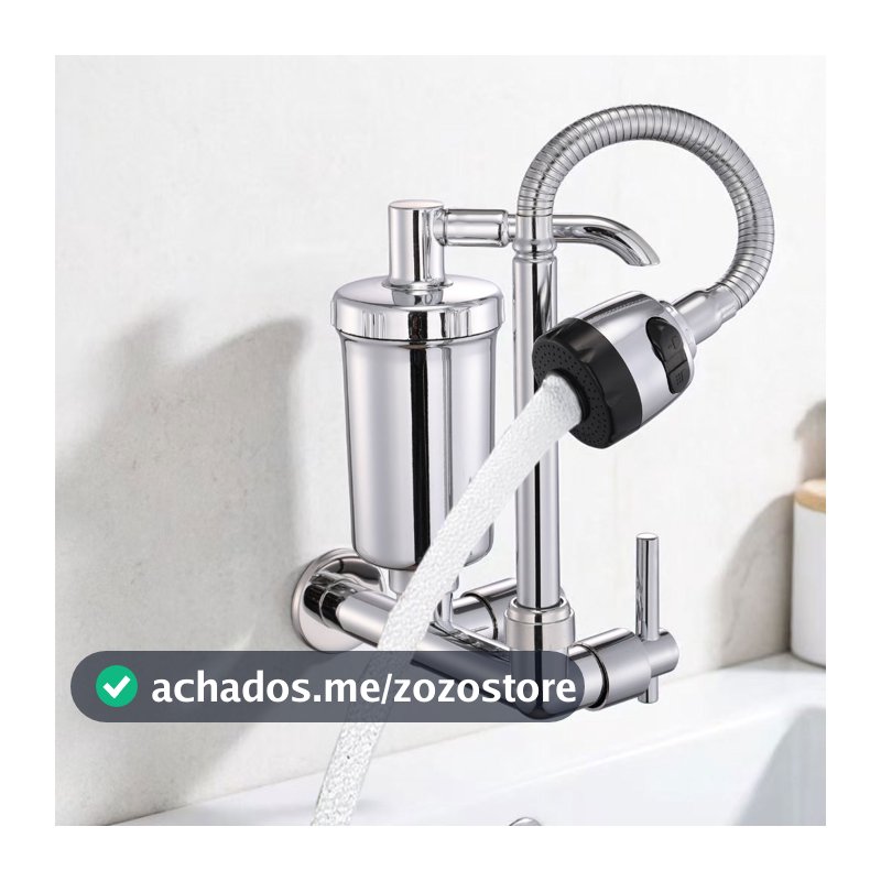Torneira Prática De Parede De Cozinha Com Filtro Integrado , Modos Duplos De Água E Bico Flexível