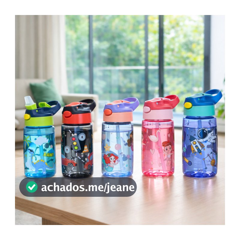 Garrafa / Squeeze Canudo Silicone Infantil Plástico / garrafa de água Infantil 450ml MIMI
