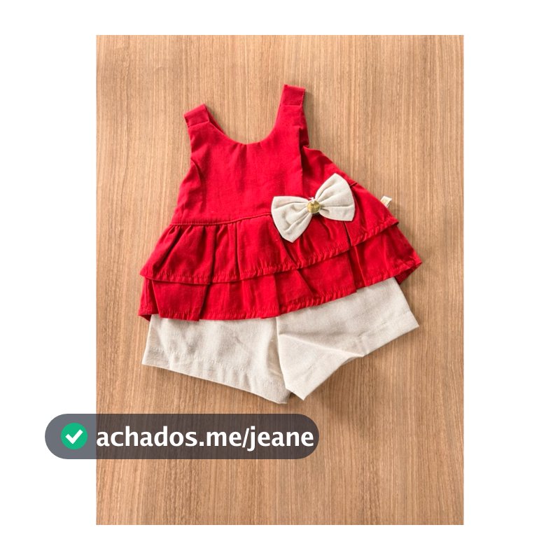 Conjunto bebê menina 3 a 6 meses algodão linho babadinhos