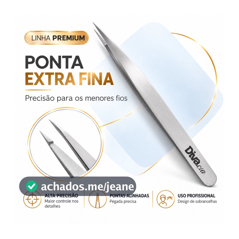 Pinça para Sobrancelhas Ponta Agulha Extra Fina de Alta Precisão Design de Sobrancelhas Autoclavável