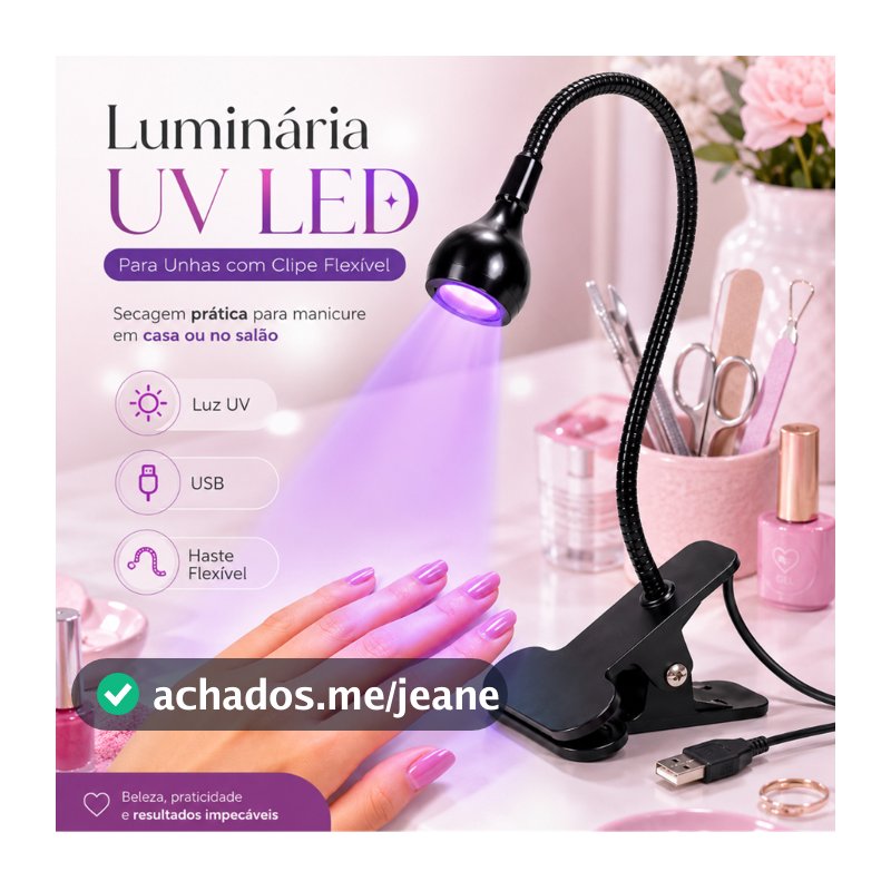 LED Luminária UV para Unhas com Clipe e Haste Flexível, Secador de Esmalte em Gel para Manicure Profissional