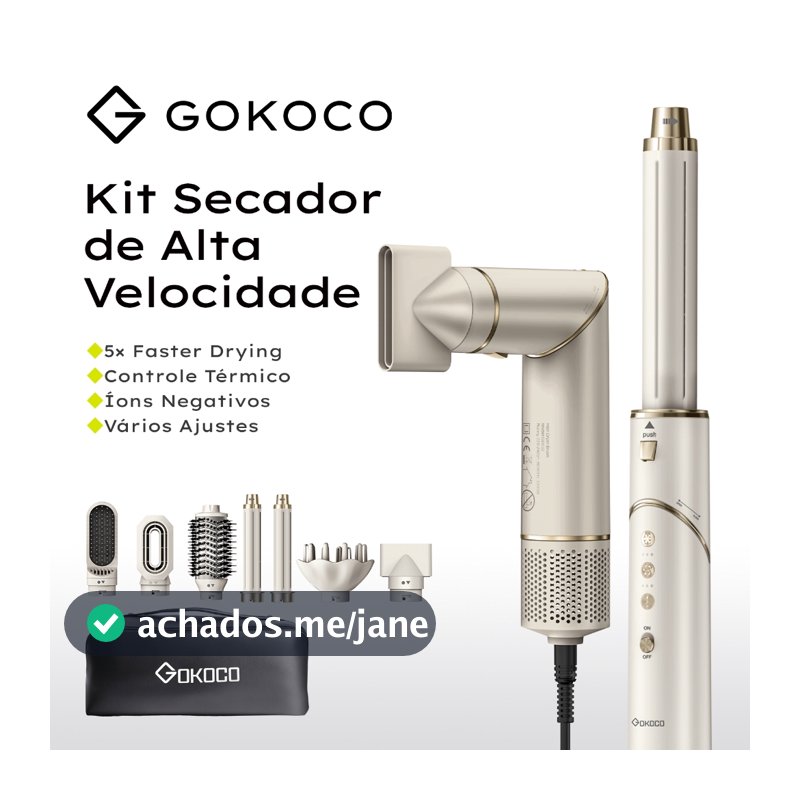 GOKOCO Escova Secadora 7 Em 1 GD032 Conjunto De Secador De Cabelo Multifuncional De Alta Velocidade  Para Alisar Enrolar