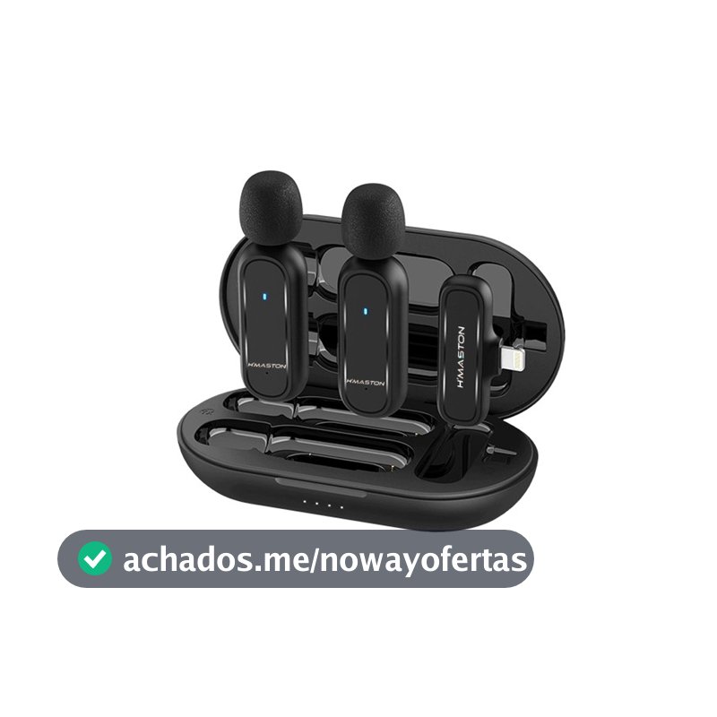 Microfone Lapela Sem Fio Duplo MK07/08 H‘Maston Microfone de Prender 2 em 1 para Lightning Tipo c