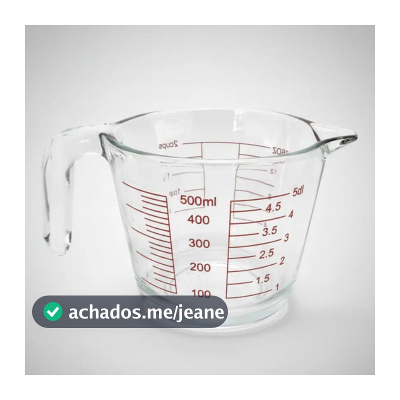 Jarra Medidora 500 ML de Vidro Para Microondas Alça e Bico Dosador Água Leite Copo Cozinha Medida