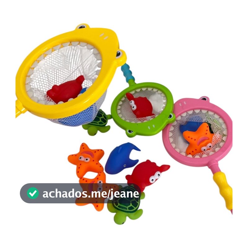 Brinquedo De Banho 5 Peças Pescaria Para Bebês Rede Divertida De Tubarão Crianças