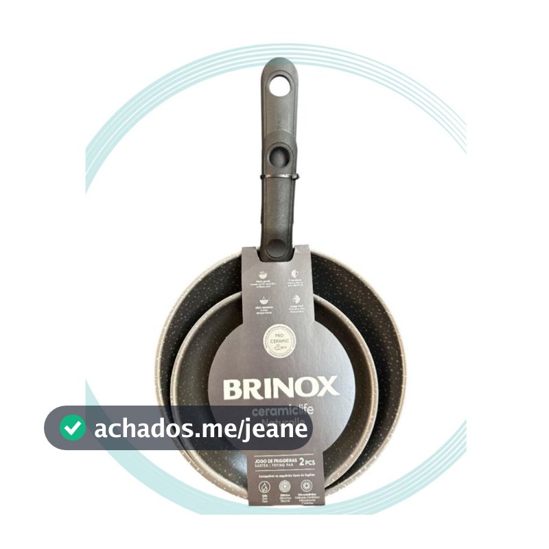 Frigideira 2 Peças Antiaderente Cerâmica Brinox  Ø20cm e Ø16cm Preto