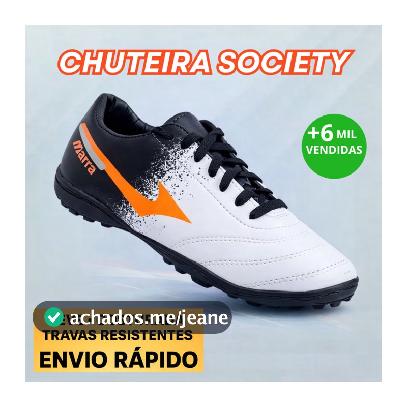 Chuteira Society Adulto Marra Unissex Para Quadra Sintética Confortável e Antiderrapante