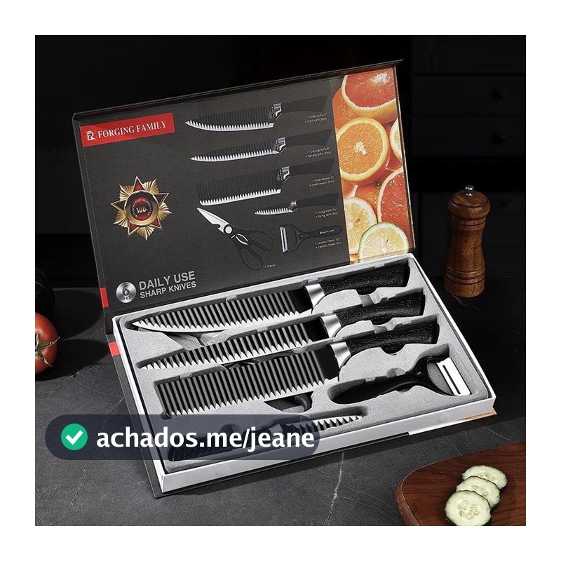 Kit de 6 Facas Churrasco inox cozinha Profissional Antiaderente-envio imediato