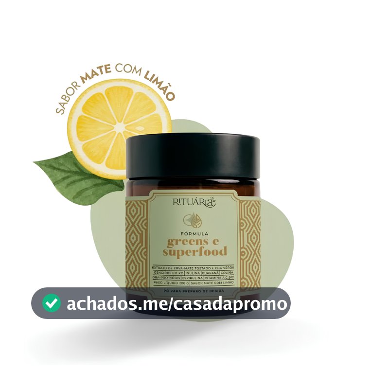 Fórmula Greens e Superfood  (Sabor Mate Limão) - Fibras + Espirulina + Colina + Vitaminas 200g - Rituária