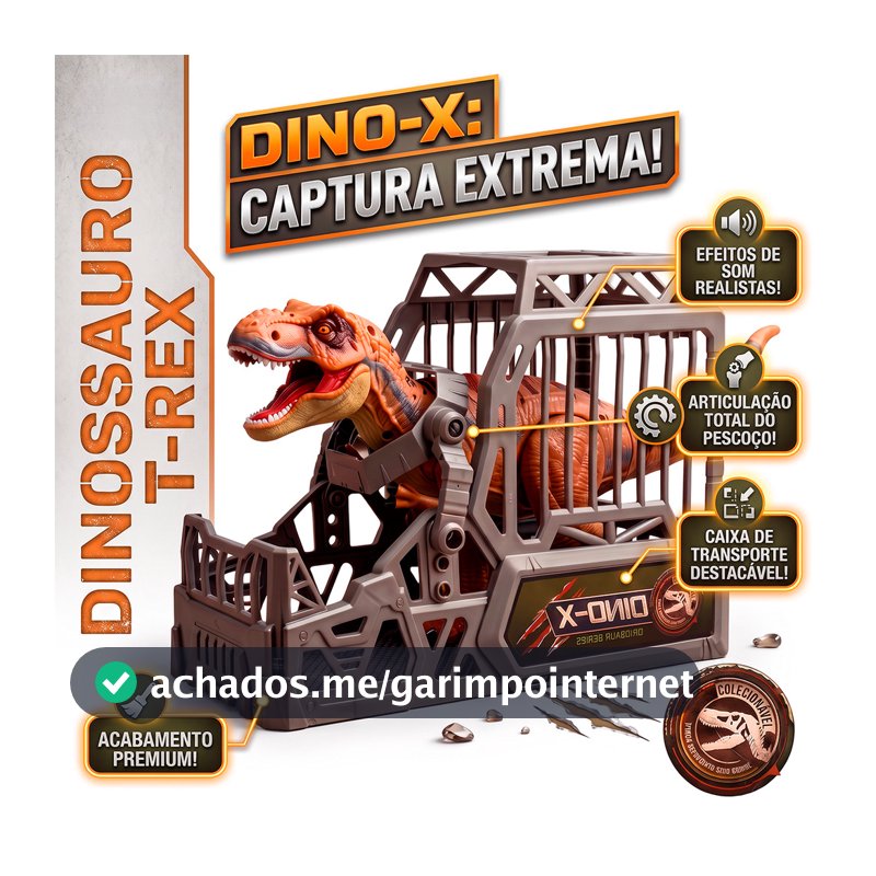 Dinossauro T Rex Tiranossauro Articulado Eletrônico Som E Luz Com Gaiola Infantil Brinquedo
