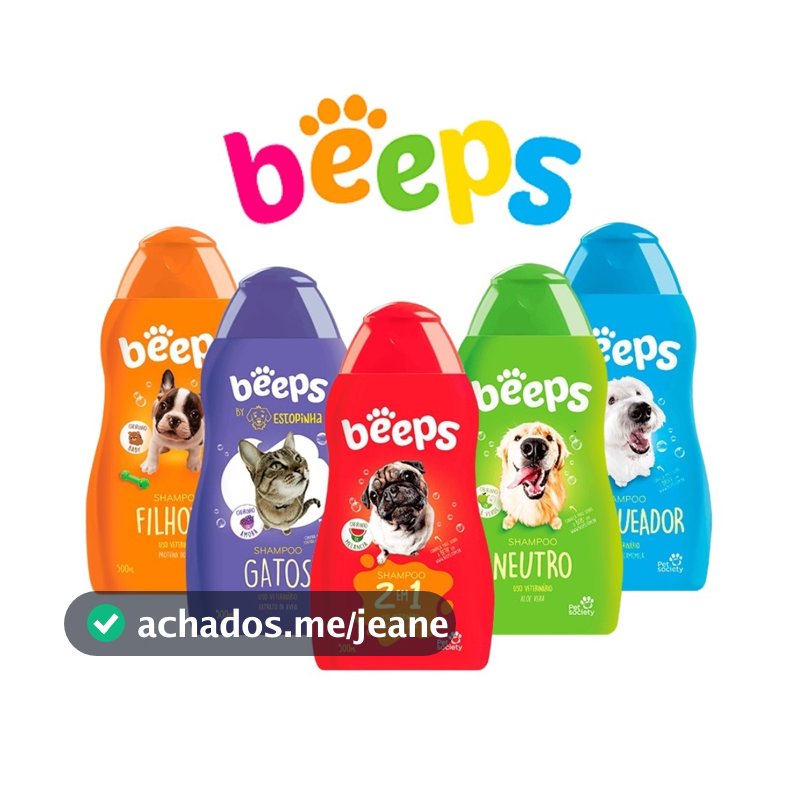 Beeps Shampoo Branqueador Beeps Neutro Beeps Condicionador Beeps Melancia Shampoo Cachorro e Gatos