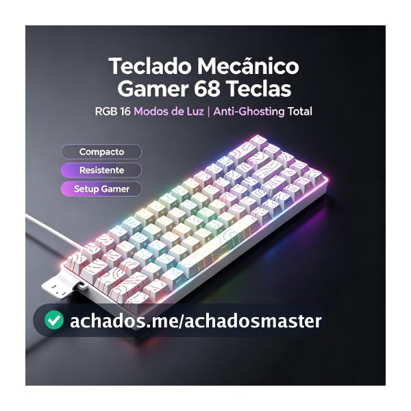 Teclado Mecânico Para Jogos De 68 Teclas , Modos De Iluminação RGB 16 , Anti-Ghosting , USB Compacto E Escritório