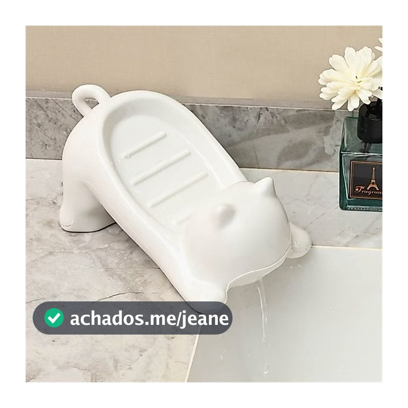 Saboneteira Porta Sabonete Gato Gatinho Banheiro Lavabo Pia Box Mesa Bancada Antiderrapante Drenagem