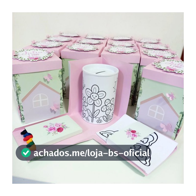 Cofrinho para colorir  Festa Jardim das borboletas jardim encantado primavera lembrancinha para festa colorir