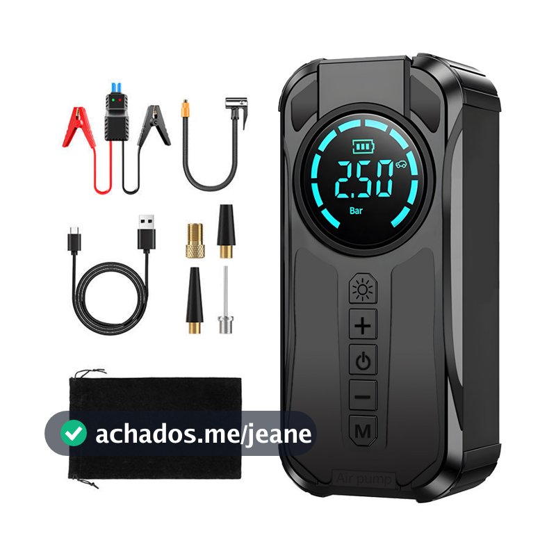 Auxiliar de Partida 10000mAh Portátil com Compressor de Ar 150 PSI Power Bank para Carro/Moto