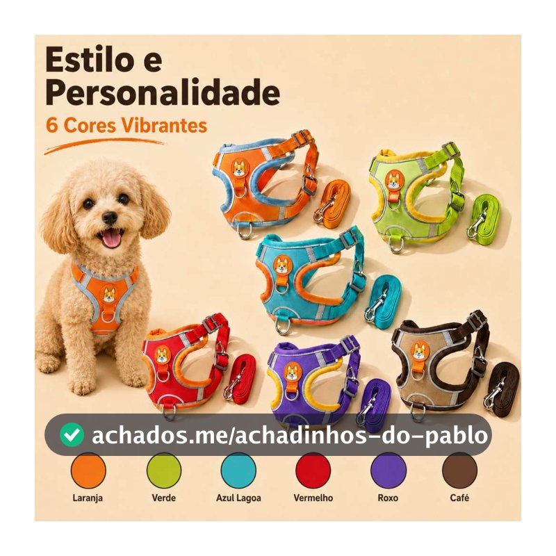 Coleira Peitoral Cachorro E Gato, Conjunto De Guia + Coleira Tipo Colete Para Pet Pequenos E Médios