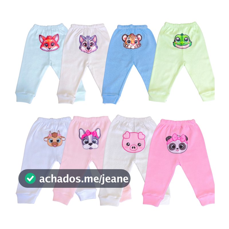 Kit 4 Peças Mijão Calça Estampada Bebê Infantil Menina e Menino 100% Algodão Enxoval Premium
