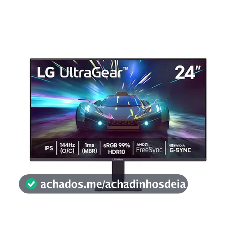 Monitor Gamer LG UltraGear 24", Full HD, 144Hz, 1ms, IPS, G-Sync, FreeSync, HDR10, Preto - 24G411A-B