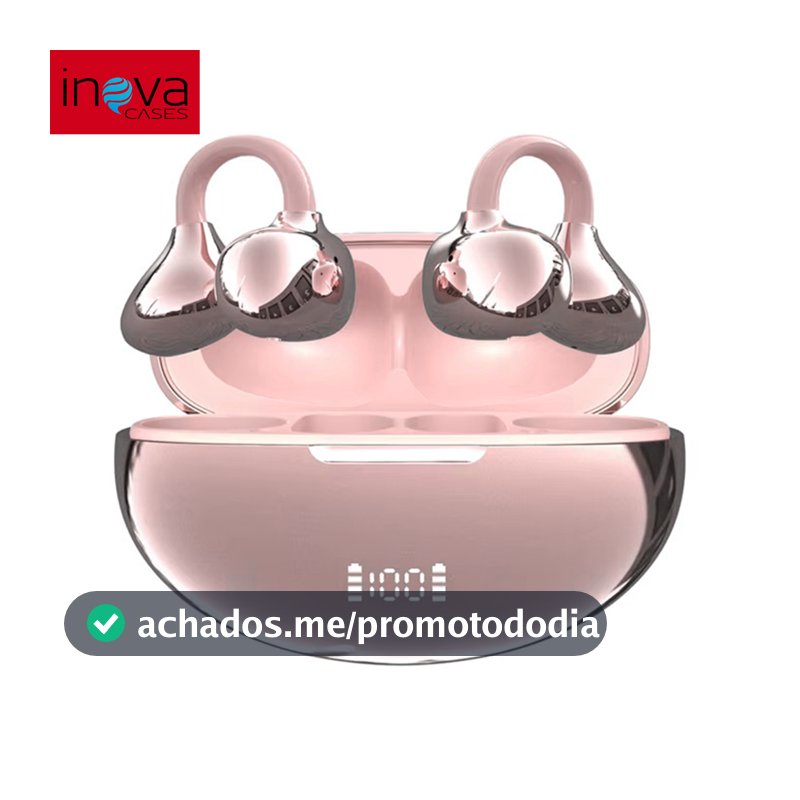 INOVA FreeClip Fone de Ouvido Bluetooth Sem Fio Design em C Digital de Bateria Chamadas Nítida