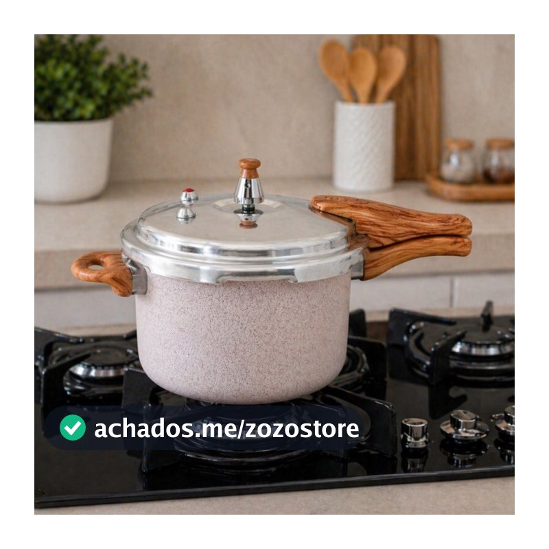 Panela de Pressão Indução 4,2L Revestimento de Cerâmica, Fechamento Externo 4 Valvulas de Segurança