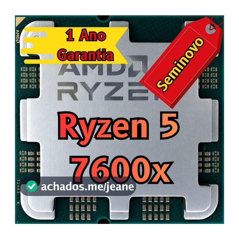 Processador AMD Ryzen 5 7600X, 4.7GHz (5.3GHz Max Turbo), Cache 38MB, 6 Núcleos, 12 Threads, AM5, Com Vídeo Integrado