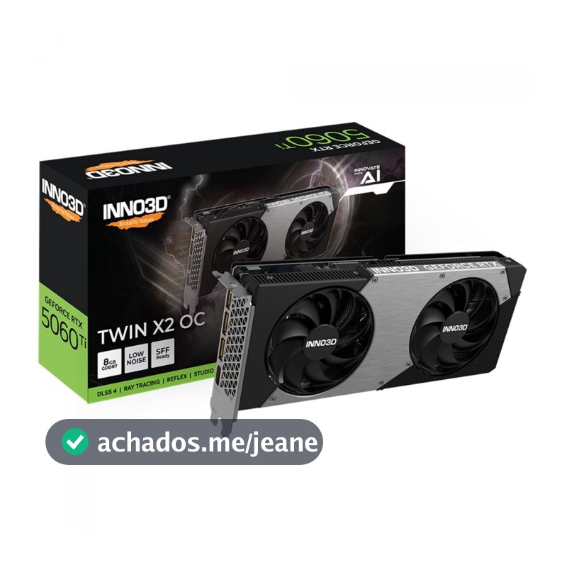 Placa de Vídeo INNO3D NVIDIA GeForce RTX 5060 Ti TWIN X2, 8GB, GDDR7, DLSS, Ray Tracing, N506T2-08D7-193075N