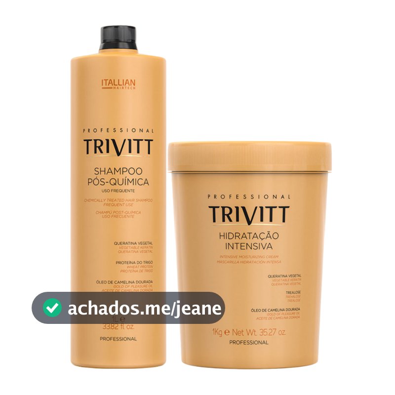 KIT PÓS QUIMICA TRIVITT MÁSCARA 1KG SHAMPOO 1 LITRO