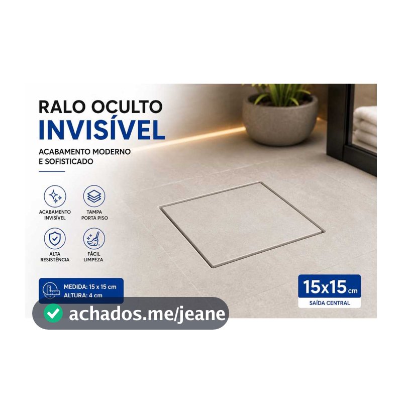 Ralo Oculto Invisivel Inteligente Seca Piso com tela anti-inseto 15x15