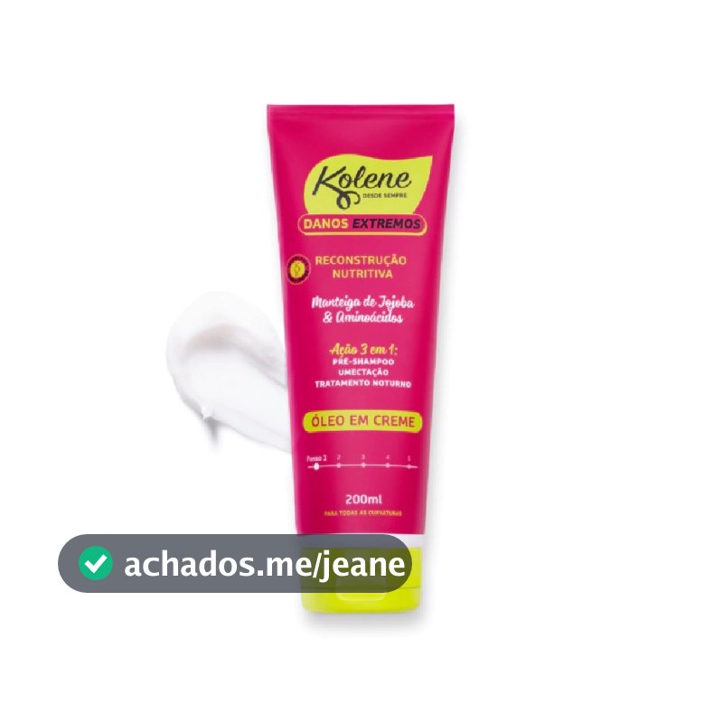 Óleo Em Creme 3 Em 1 Kolene Danos Extremos Reconstrução Nutritiva 200ml