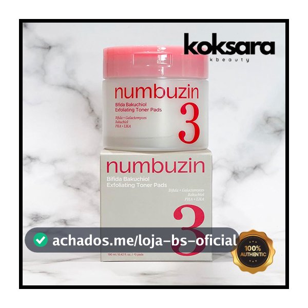 Numbuzin No.3 Bifida Bakuchiol Exfoliating Toner Pads 190ml 70pads