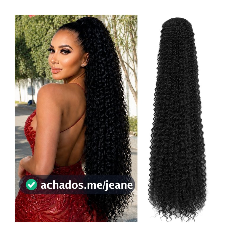 Aplique de Cabelo 100CM Rabo De Cavalo Cacheado Bio Fibra