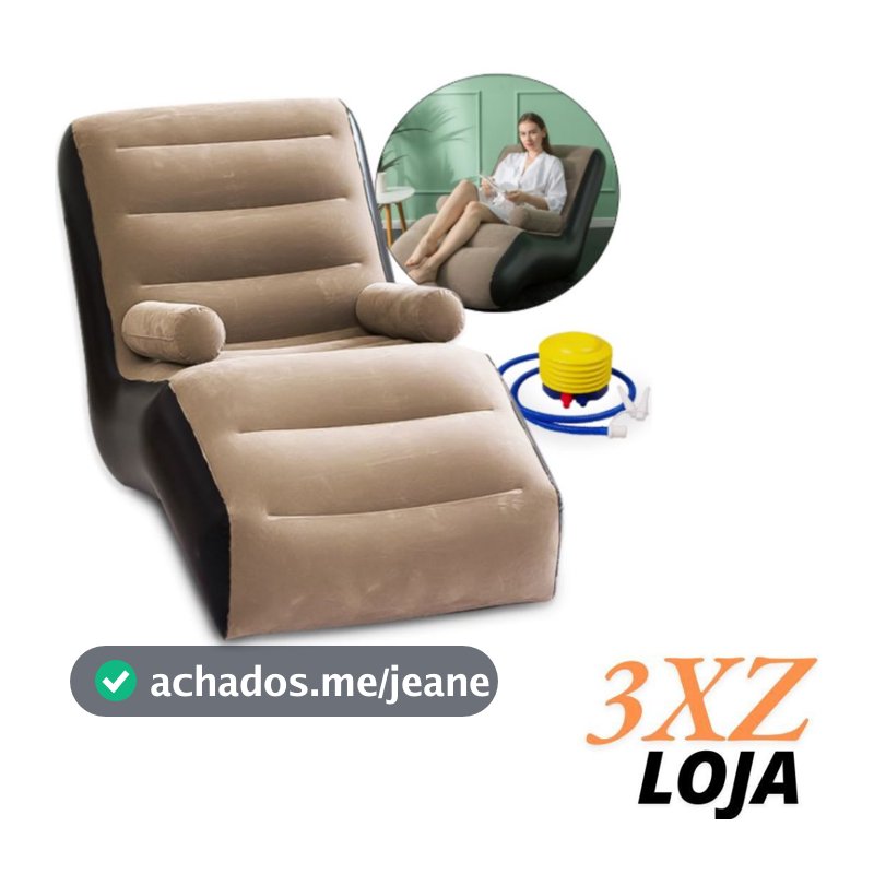Sofá Inflável Impermeável Camping Puff Confortável Grande com Braço