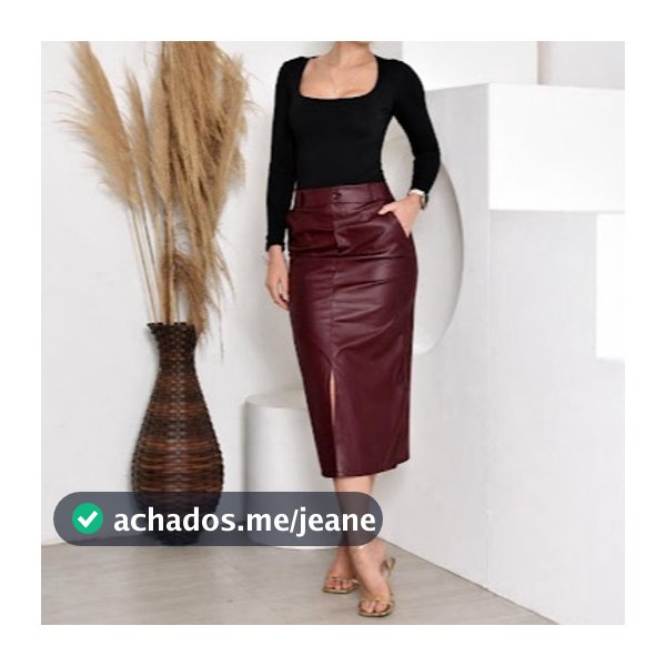 Saia Em Couro Midi Lapis, Fake Tendencia Femenina  Moda Evangelica 2026